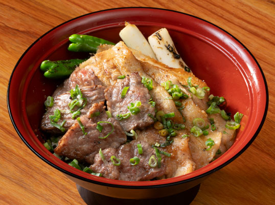Seared Noto Beef & Pork Belly Rice Bowl
