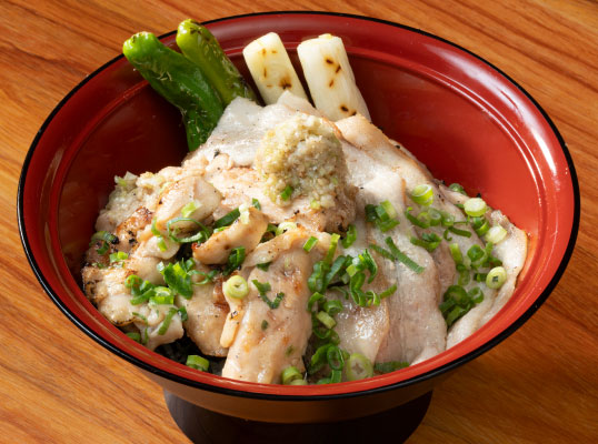 Chicken Thigh & Pork Belly Rice Bowl with Scallion Salt Sauce
