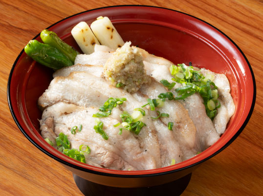 Pork Belly Rice Bowl with Scallion Salt Sauce